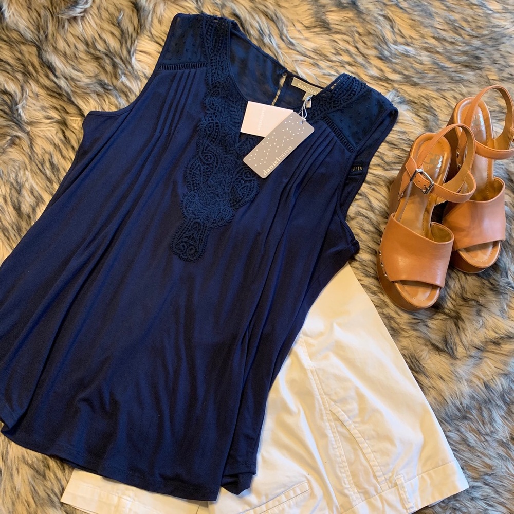 Navy Crocheted top.